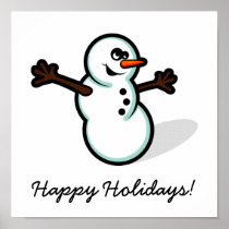 Cute Vector Snowman - Colour