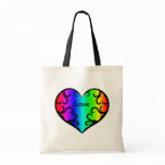 Cute victorian rainbow heart light tote bags