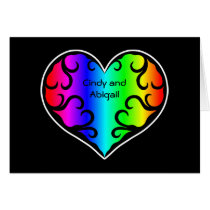 Cute victorian rainbow heart personalized congrats greeting cards
