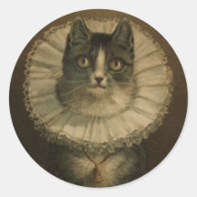 Cute Vintage 19th Century Cat Round Stickers
