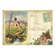 Cute Vintage Church Save the Date Wedding Personalized Announcement