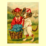 Cute Vintage Dogs Postcard postcards