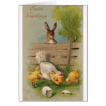 Cute Vintage Easter Greetings Card Bunny and Chick