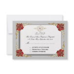 Cute Vintage Elegant Classy Rose Red RSVP Cards Custom Invite