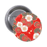 Cute Vintage Floral Red White Vector Pins