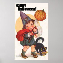 Cute Vintage Happy Halloween Print