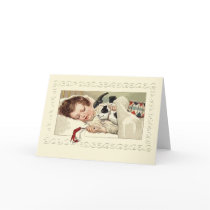 Cute Vintage Image of Girl Sleeping Holiday Cards