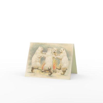 Cute vintage polar bear Thank You Card by golden_oldies