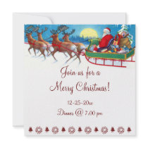 Cute Vintage Santa Clause Christmas Invitations