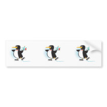 cute waiter penguin on skates bumper stickers