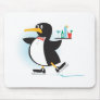 cute waiter penguin on skates mouse mat