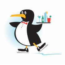 cute waiter penguin on skates acrylic cut outs