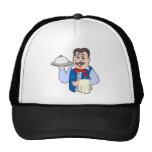 Cute waiter with meal trucker hats