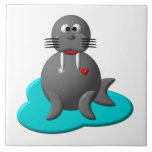 Cute walrus in water