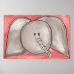Cute Watercolor Cartoon Elephant Poster