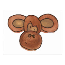 Cute Watercolor Cartoon Monkey Postcards
