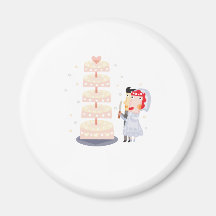 Cute, "Wedding Cake" design Magnets