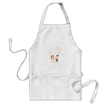 Cute, "wedding couple" cartoon design apron