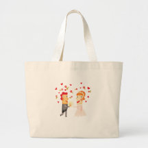 Cute, "Wedding Day Couple" design Canvas Bags