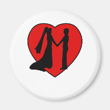 Cute, "Wedding Heart" design Fridge Magnets