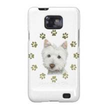 Cute West Highland White Terrier Dog & Paw Prints Samsung Galaxy S2 Case