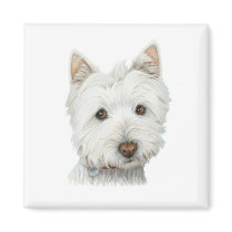 Cute Westie Dog square magnet