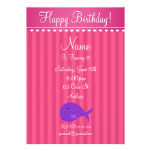 Cute whale birthday invitation