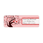 Cute Whimsical Birds in Swirl Tree Red Pink Trim