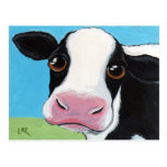 Cute Whimsical Black & White Cow Postcard postcards