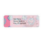 cute whimsical flowers on pink custom return address labels