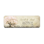 Cute Whimsical Heart Leafed Tree Light Pink Dots Return Address Label