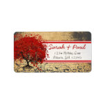 Cute Whimsical Heart Leafed Tree Red Pink Dots Personalized Address Labels