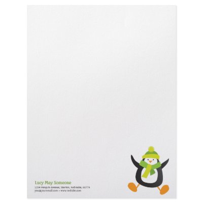 Cute Whimsical Penguin Novelty Letterhead by LisaMarieDesign