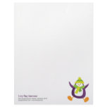 Cute Whimsical Purple Penguin Personalizable Lette Custom Letterhead