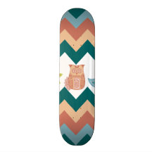 Cute Whimsical Spring Chevron Owls Flowers Birds Skate Board Decks