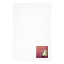 Cute white cat unique original art painting personalized stationery