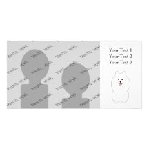Cute White Dog. Spitz or Pomeranian. Photo Card Template