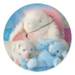 Cute White Easter Puppy Dog & Bunny Friends stickers
