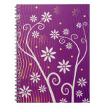 Cute White Flowers on Violet Background Notebook