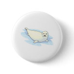 cute white fur seal pinback button