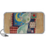 Cute White Kitten and Quilt Patchwork Art Mini Speaker