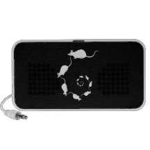 Cute White Mouse Design. Spiral of Mice. Travel Speaker