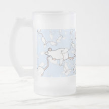 Cute White Mouse Pattern. Mice on Blue. Mug