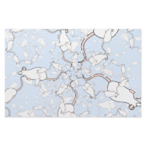 Cute White Mouse Pattern. Mice on Blue. Stationery