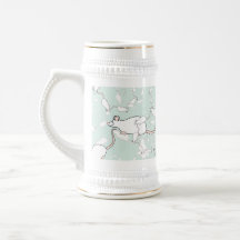 Cute White Mouse Pattern. Mice, on Green. Mug