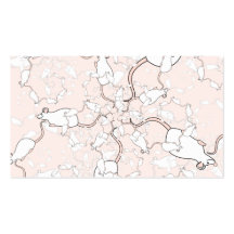Cute White Mouse Pattern. Mice on Pink. Business Cards