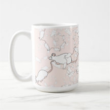 Cute White Mouse Pattern. Mice on Pink. Coffee Mug