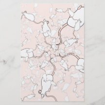 Cute White Mouse Pattern. Mice on Pink. Flyer Design