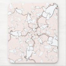 Cute White Mouse Pattern. Mice on Pink. Mouse Pad