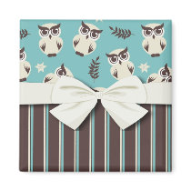cute white owl pattern and stripes fridge magnet
